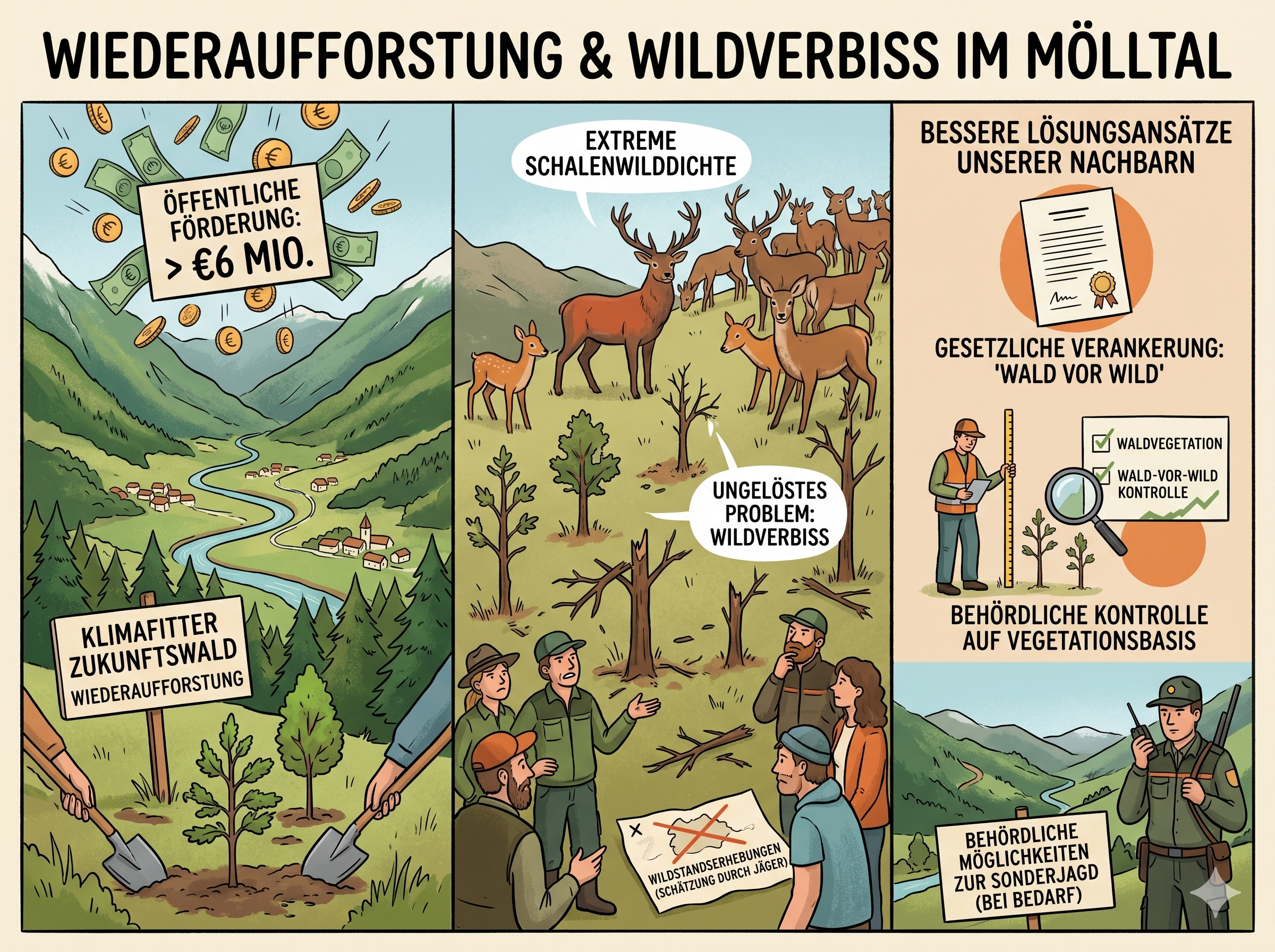 Wiedraufforstung und verbiss