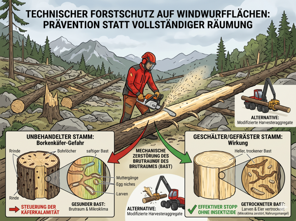 entrindung von schadholz