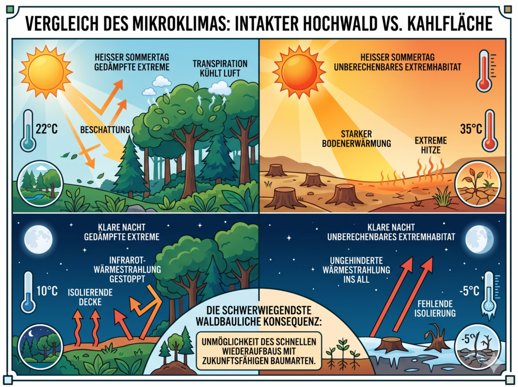mikroklima wald kahlschlag